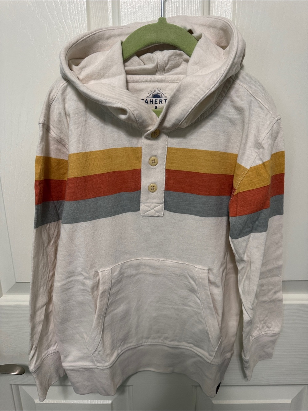 Faherty Hoodie with Yellow, Orange & Gray Stripes